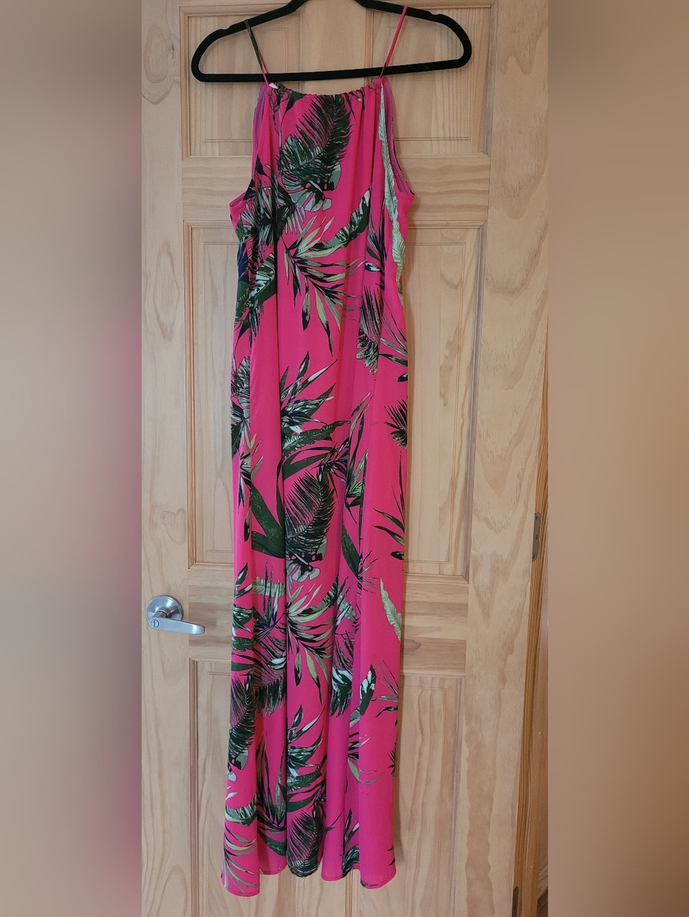 Caramela Pink Dress with Green Palm Trim